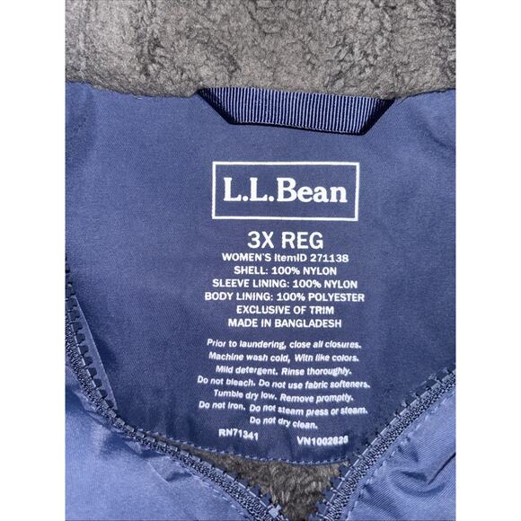 LL Bean Winter Warmer Jacket 3x Sherpa Fleece Lined Coat Plus Size Navy 271138 - Picture 3 of 11